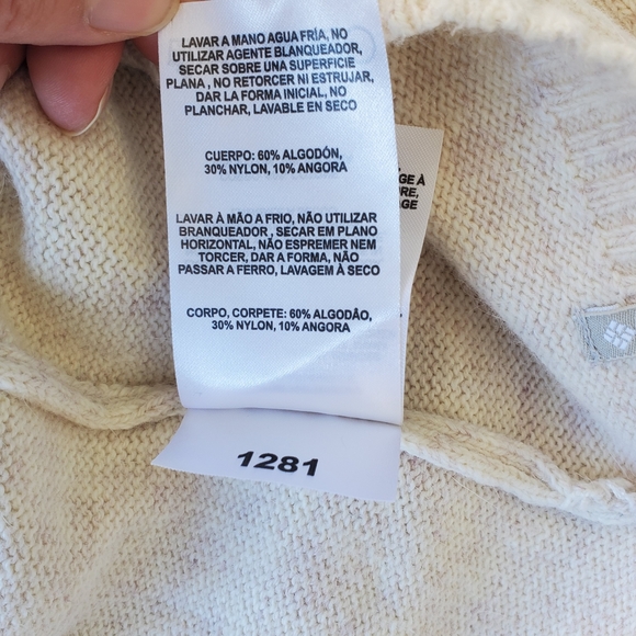 Columbia Sweater Women's XLarge Long Sleeve Zip Cardigan 10% Angora Beige - Picture 11 of 11